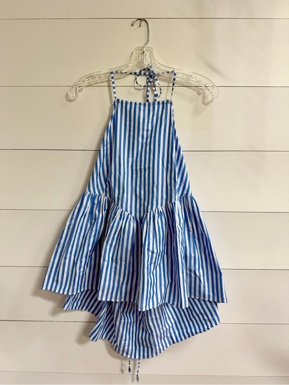 Brenda Knight x Free People Blue and White Sleeveless Striped Halter Blouse NWT